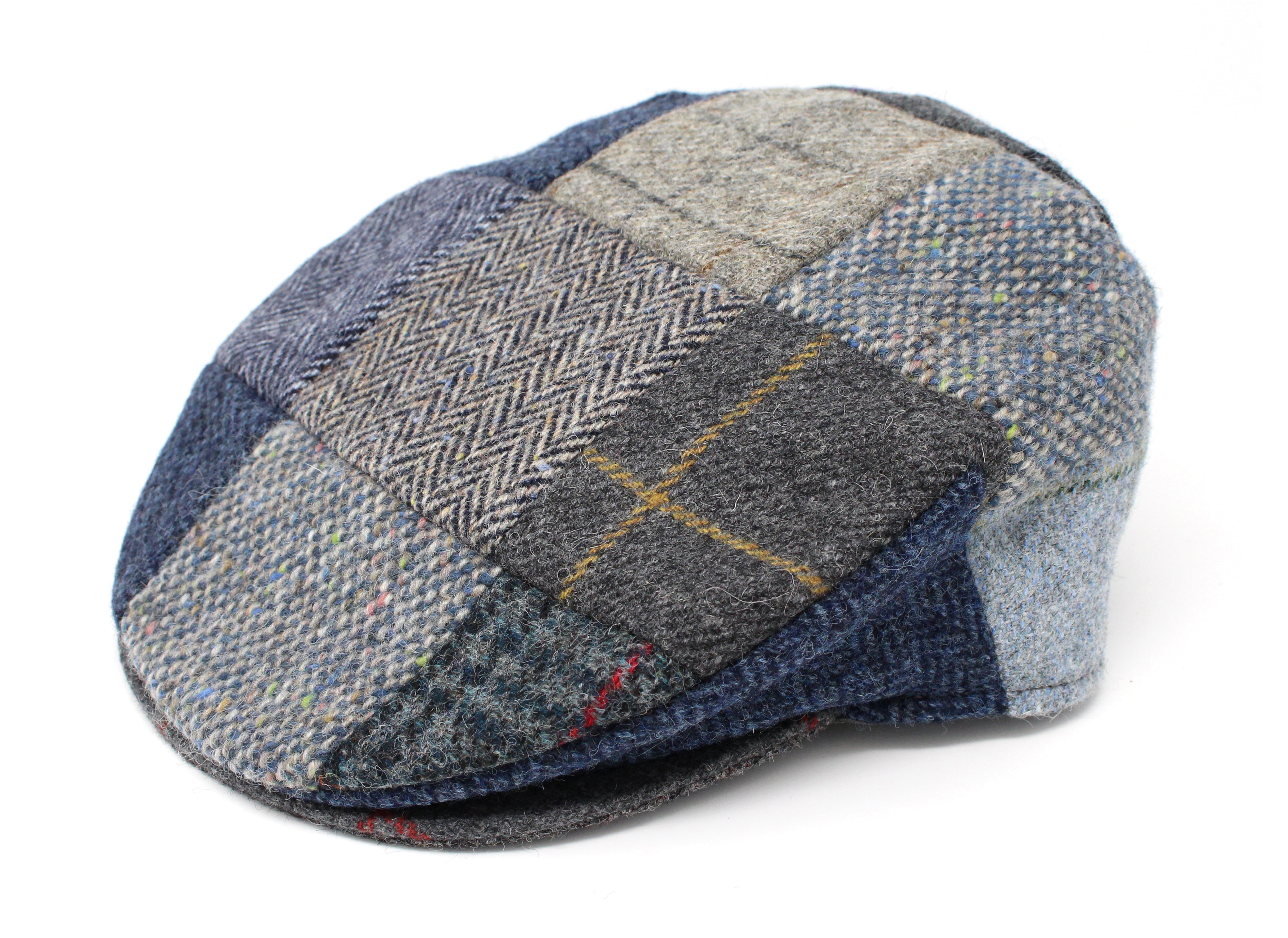Hanna Hats Vintage Cap Patchwork Grey Blue Tweed