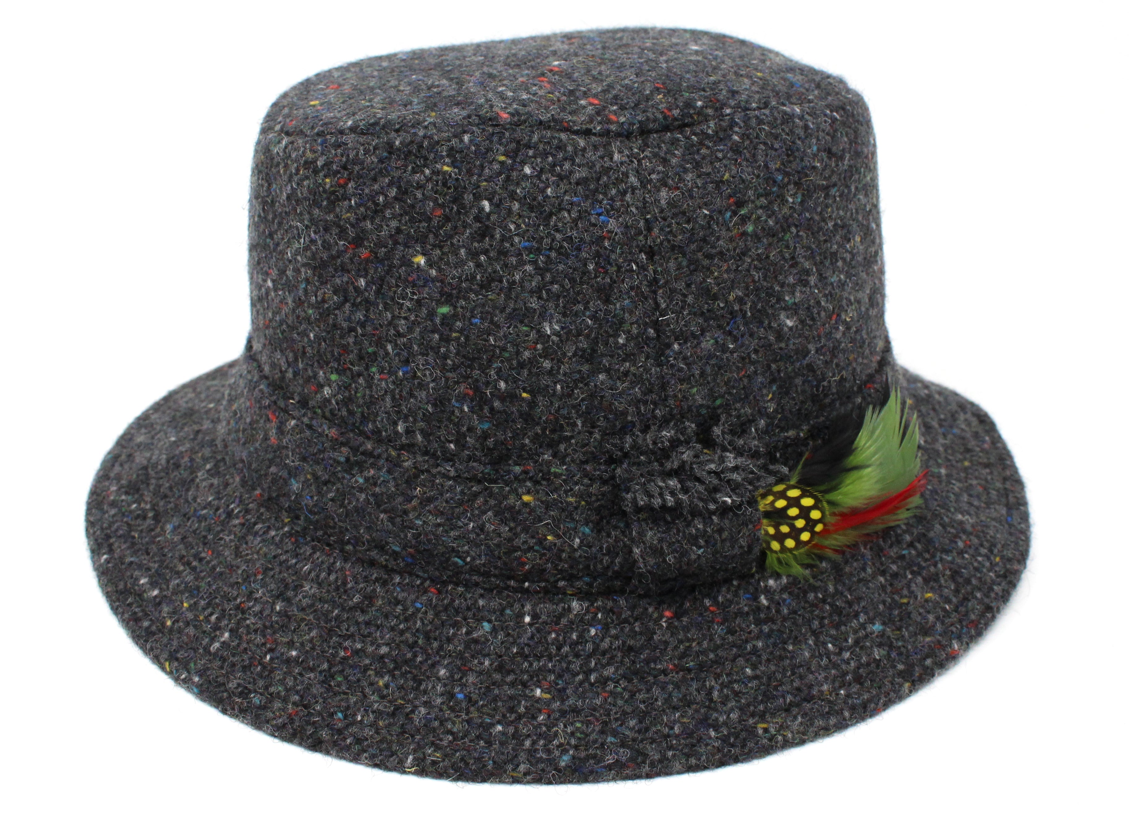 Hanna Hats Walking Hat Tweed - Dark Grey Charcoal Fleck Salt & Pepper Tweed