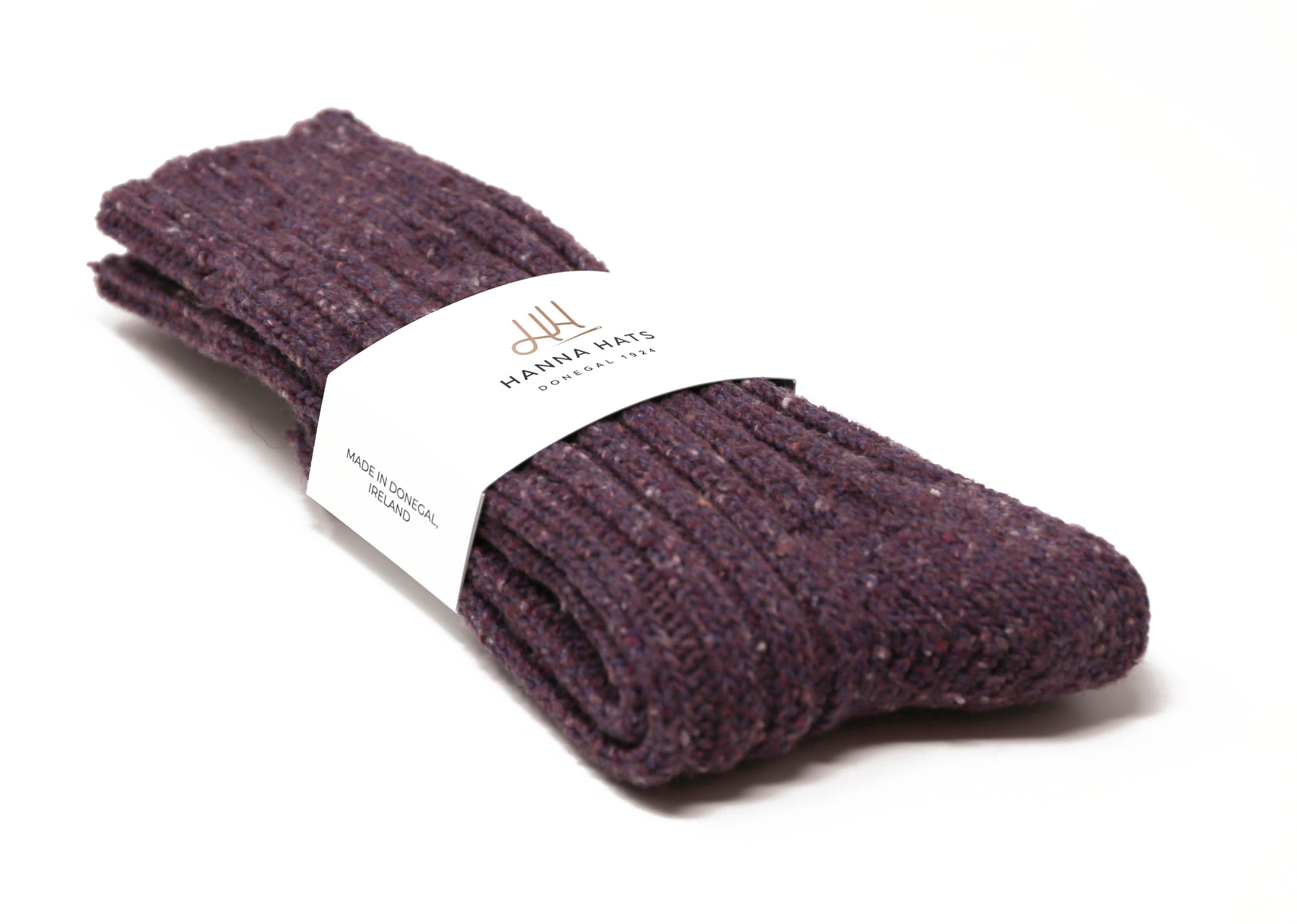 Donegal Socks Purple Heather Heavy Wool Socks Made in Ireland