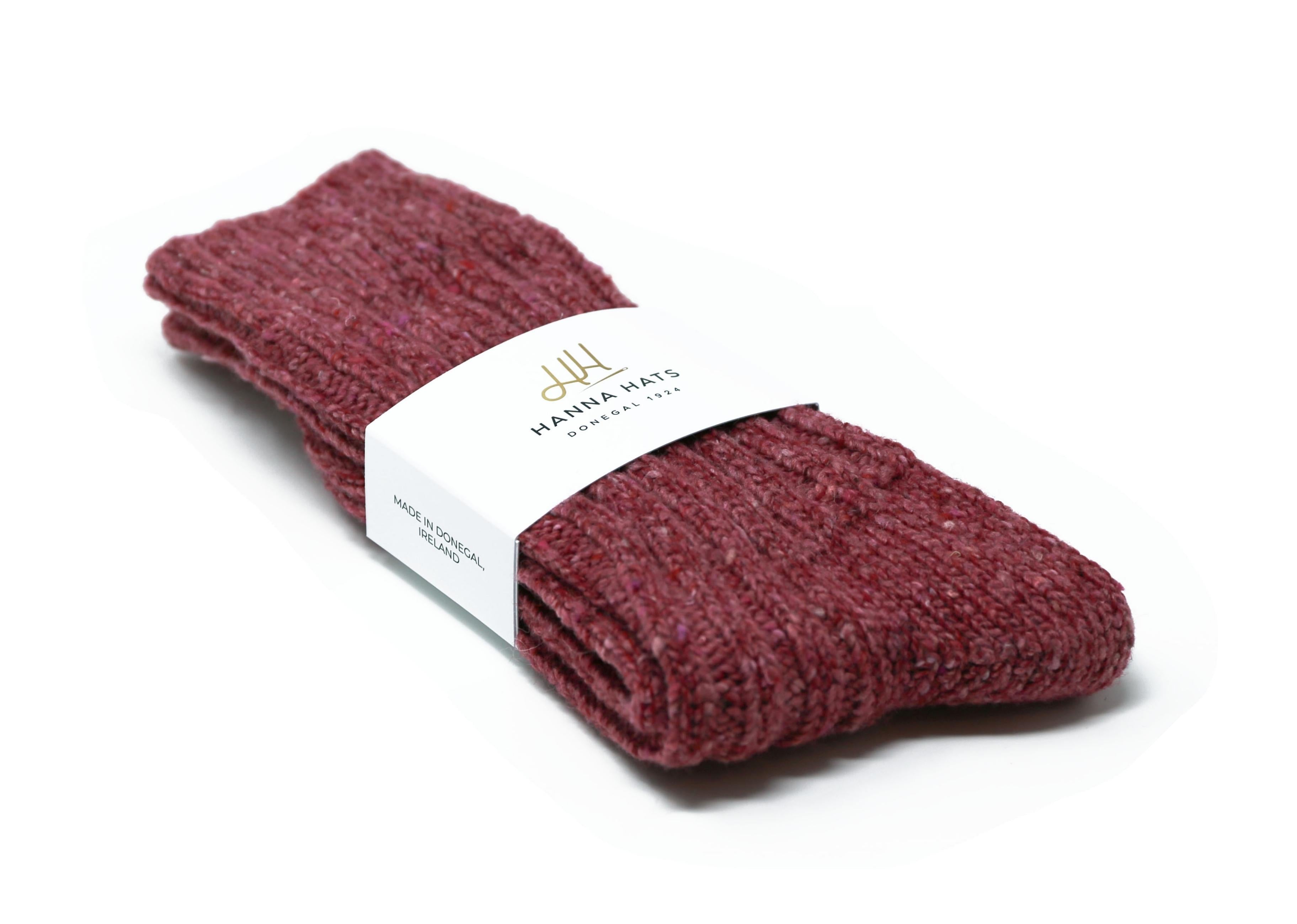 Donegal Socks Rhododendron Pink Heavy Wool Socks Made in Ireland