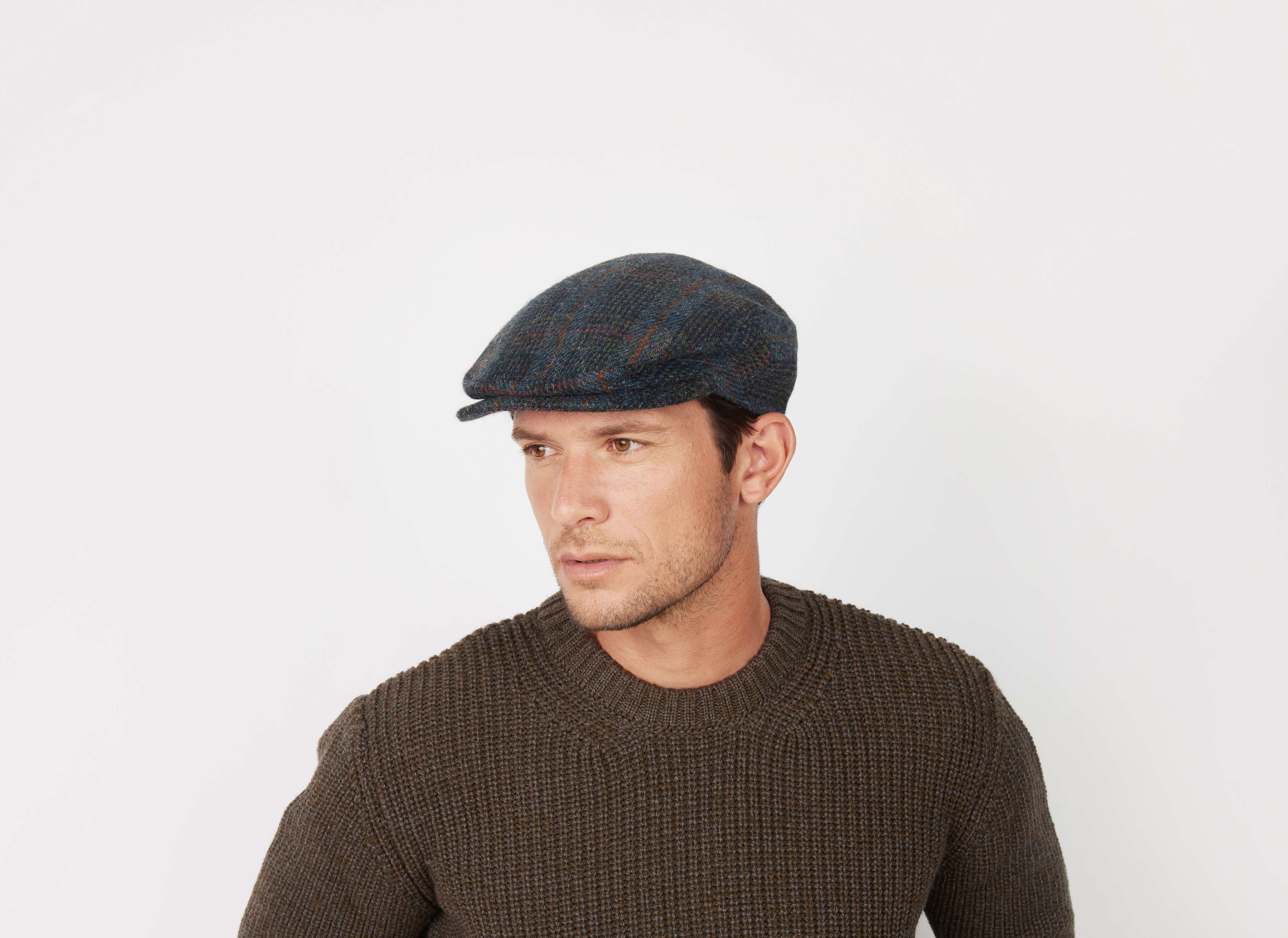 Hanna Hats Vintage Flat Cap Irish Tweed Solid Black XXL 64 65cm