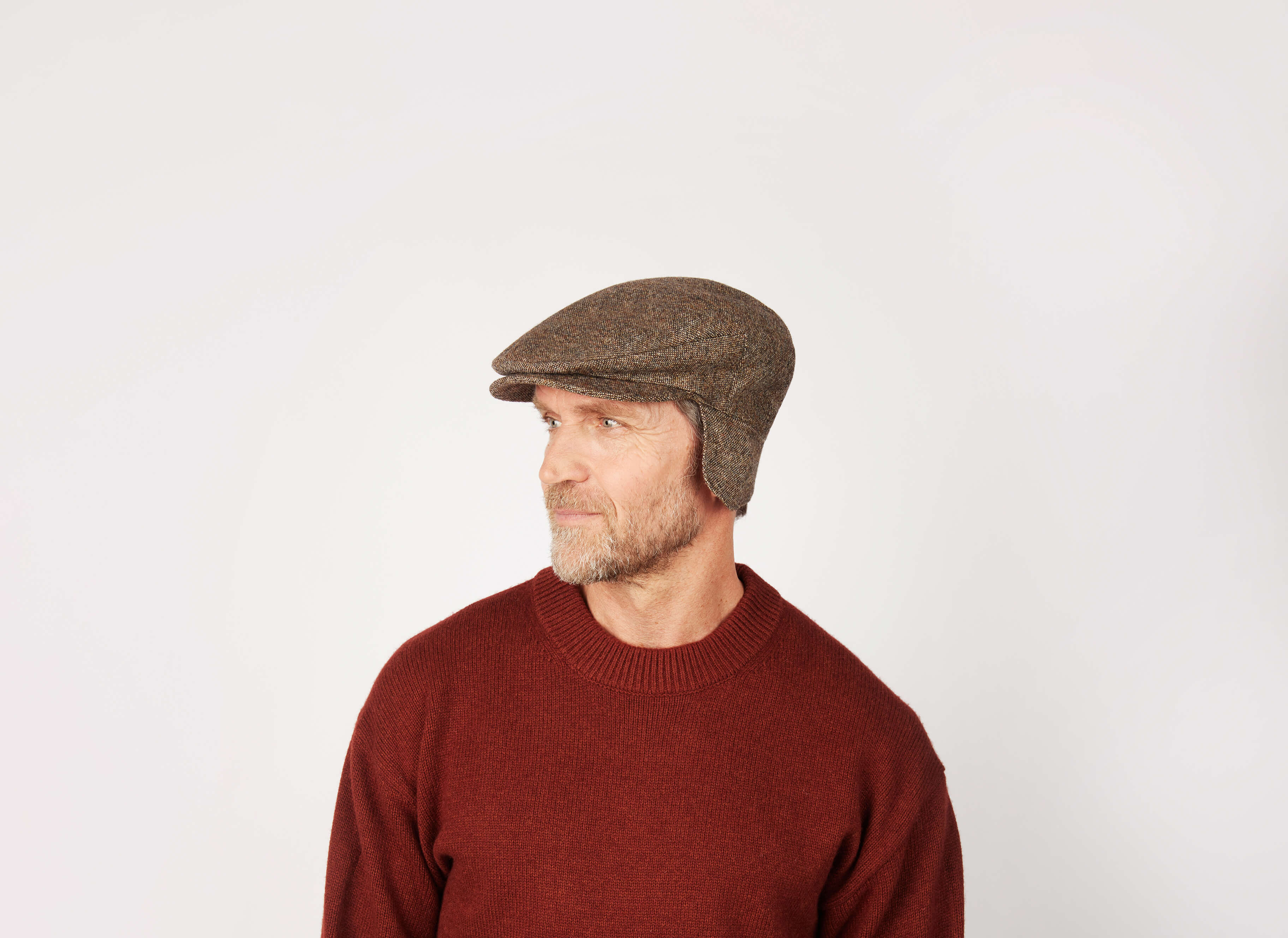 Flat hat with ear flaps on sale