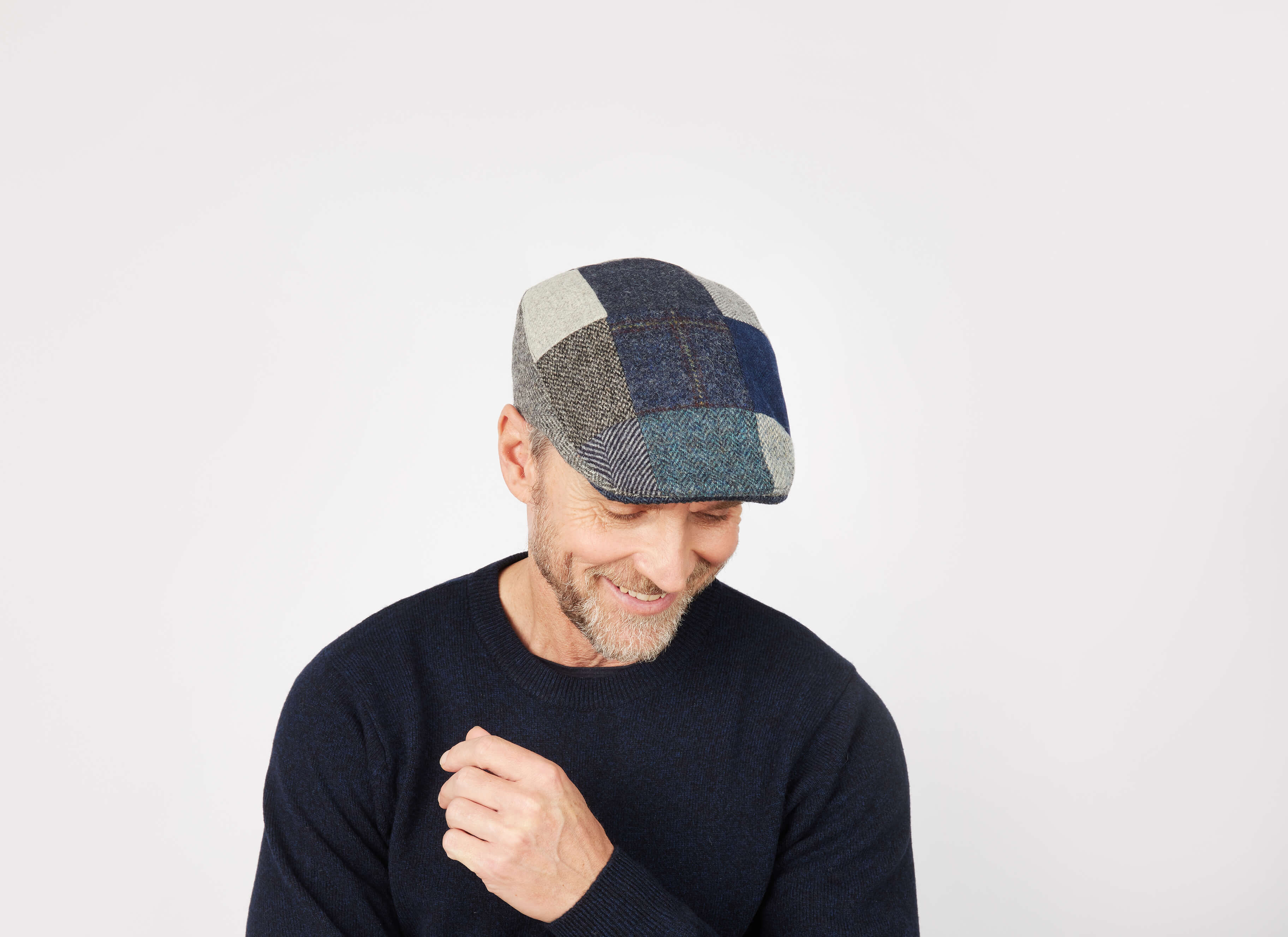 Donegal Touring Cap Patchwork Grey/Blue Tweed