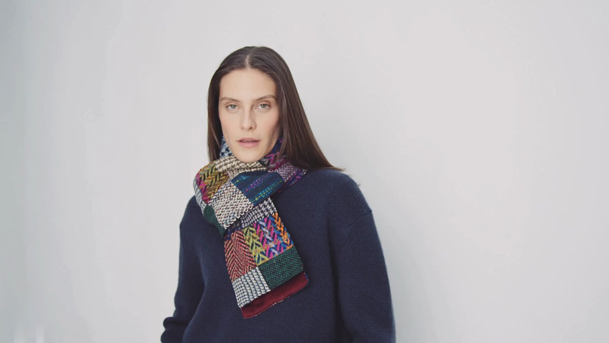 Scarf Patchwork Heavy Tweed