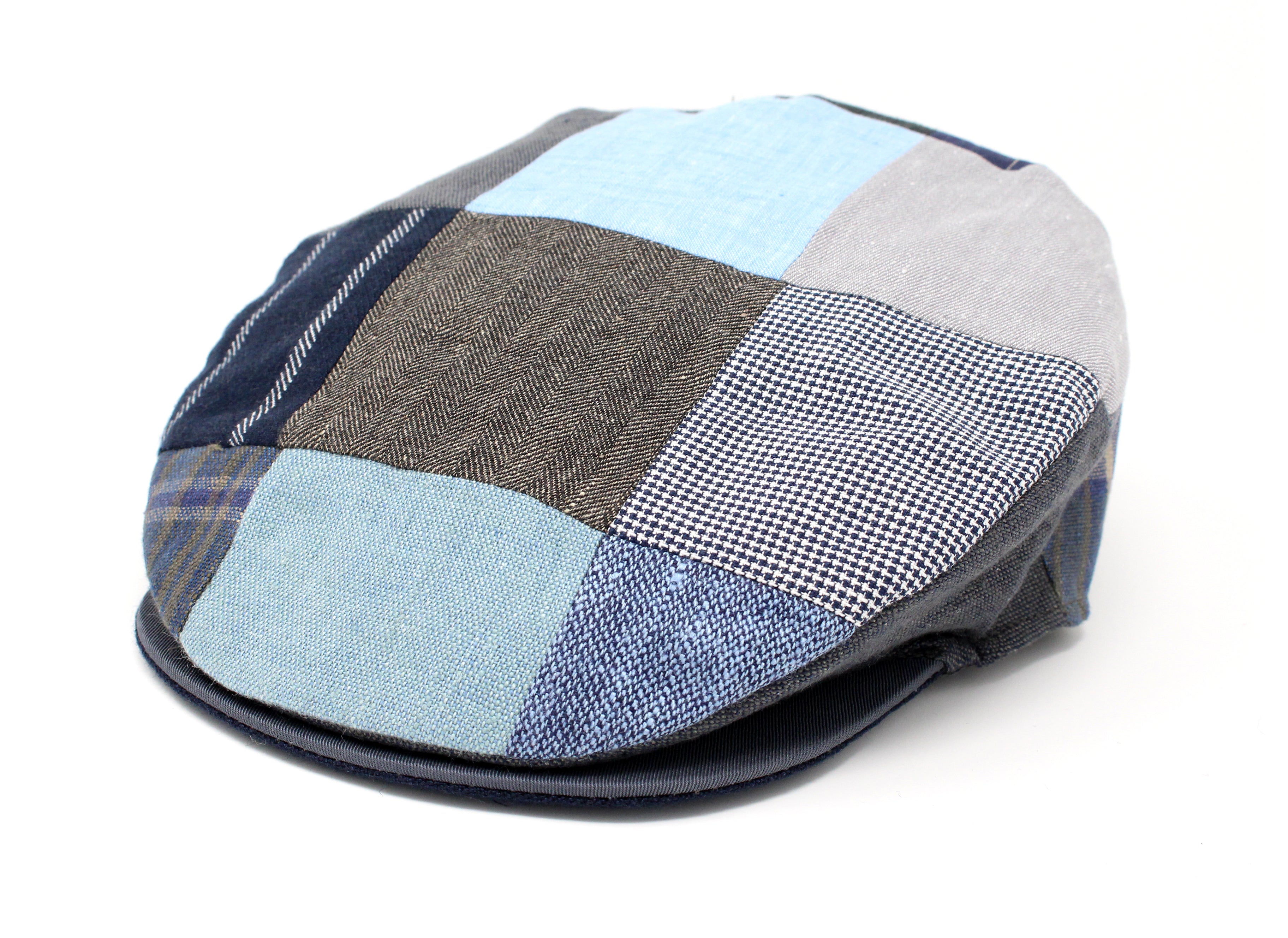 Hanna Hats Vintage Cap Patchwork Grey Blue Linen