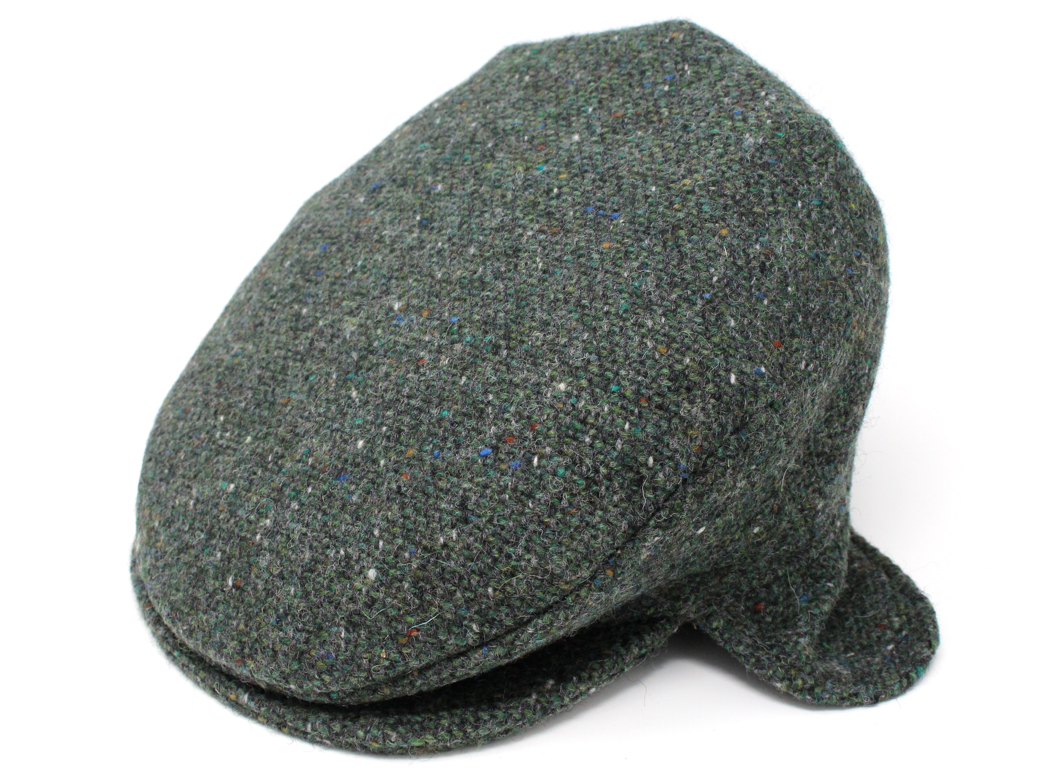 Vintage Cap Ear Flap Irish Tweed Dark Green Fleck Salt & Pepper