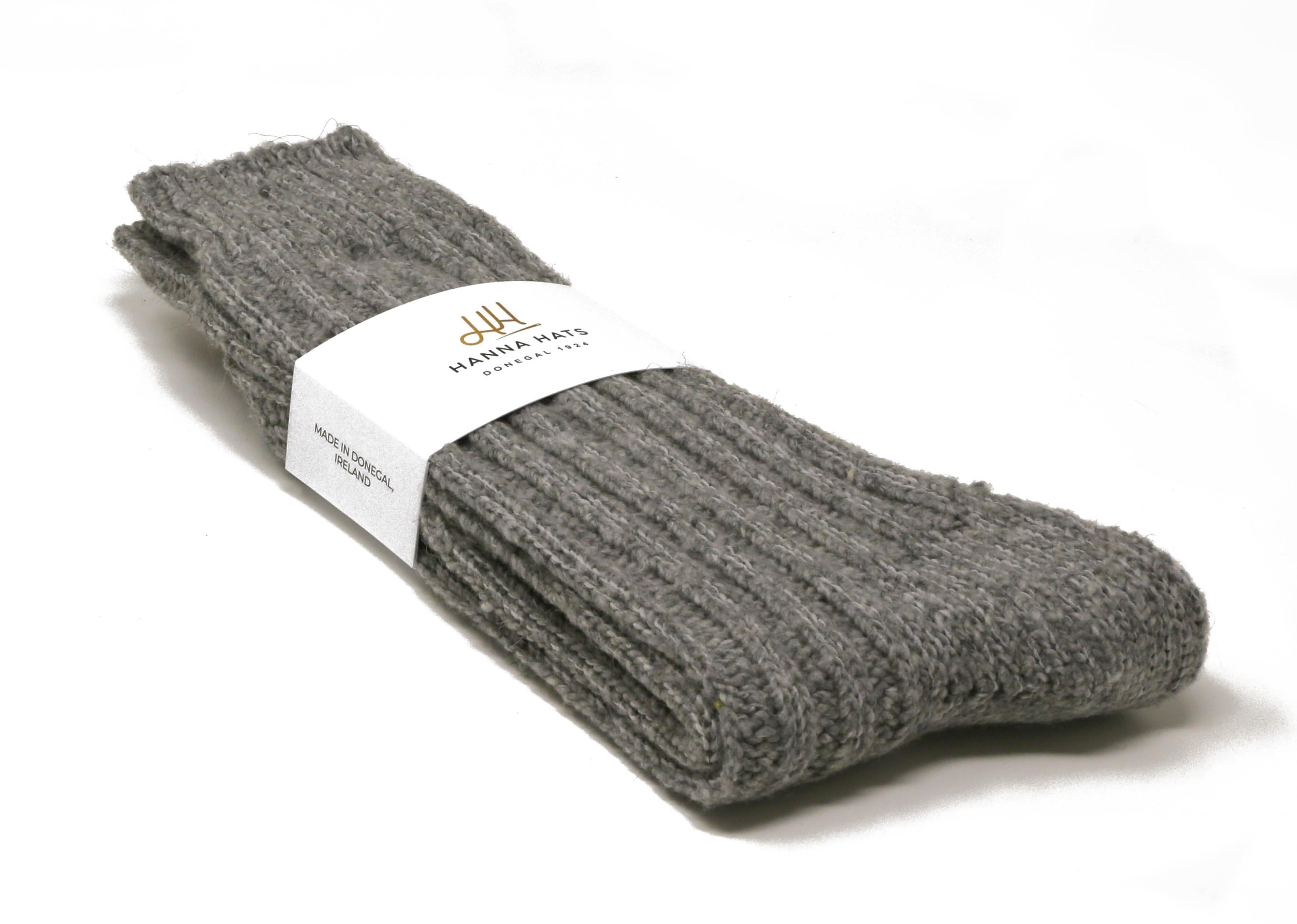 Donegal Socks Limestone Grey Heavy Wool Socks Made in Ireland