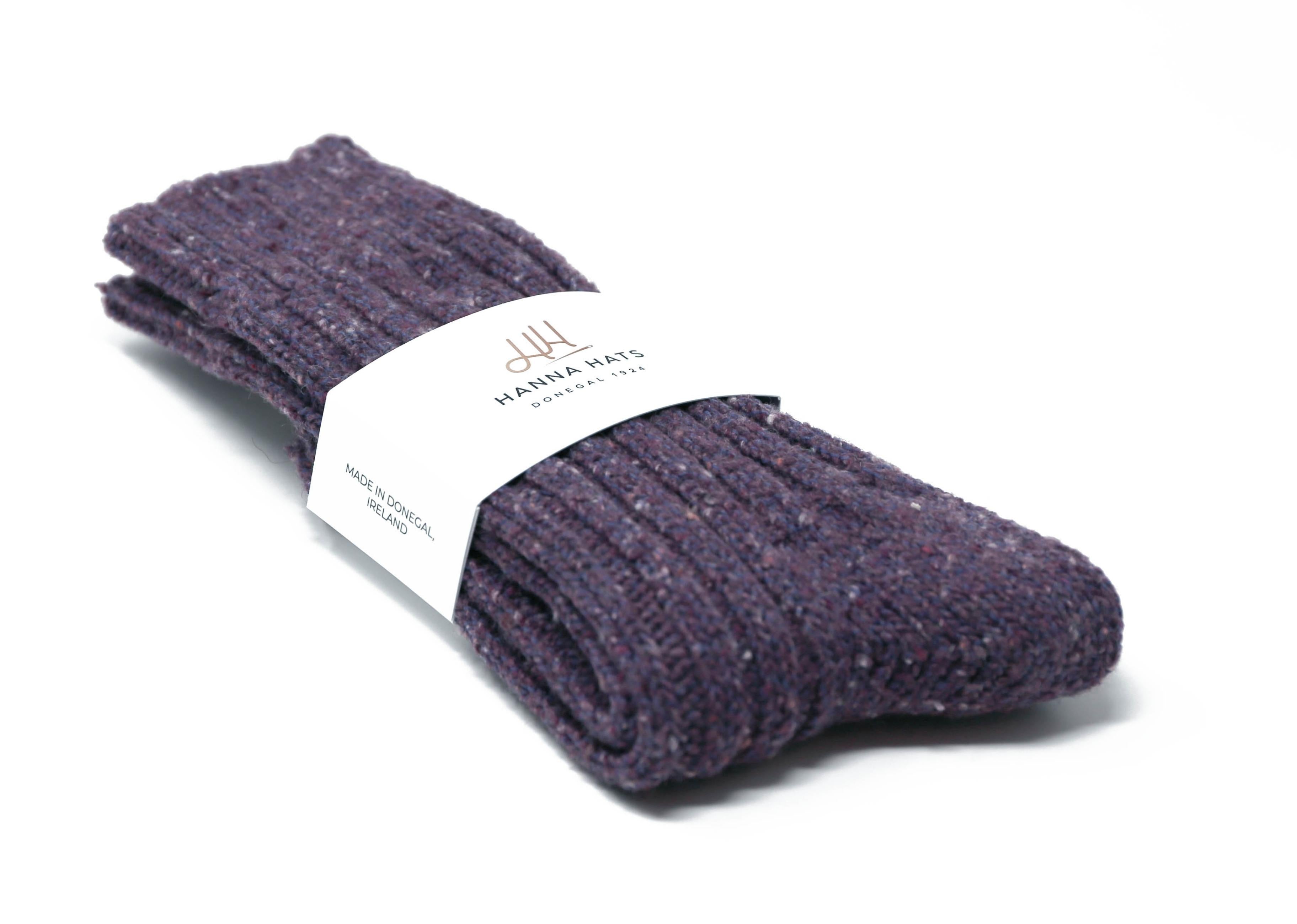 Donegal Socks Purple Heavy Wool Socks Made in Ireland