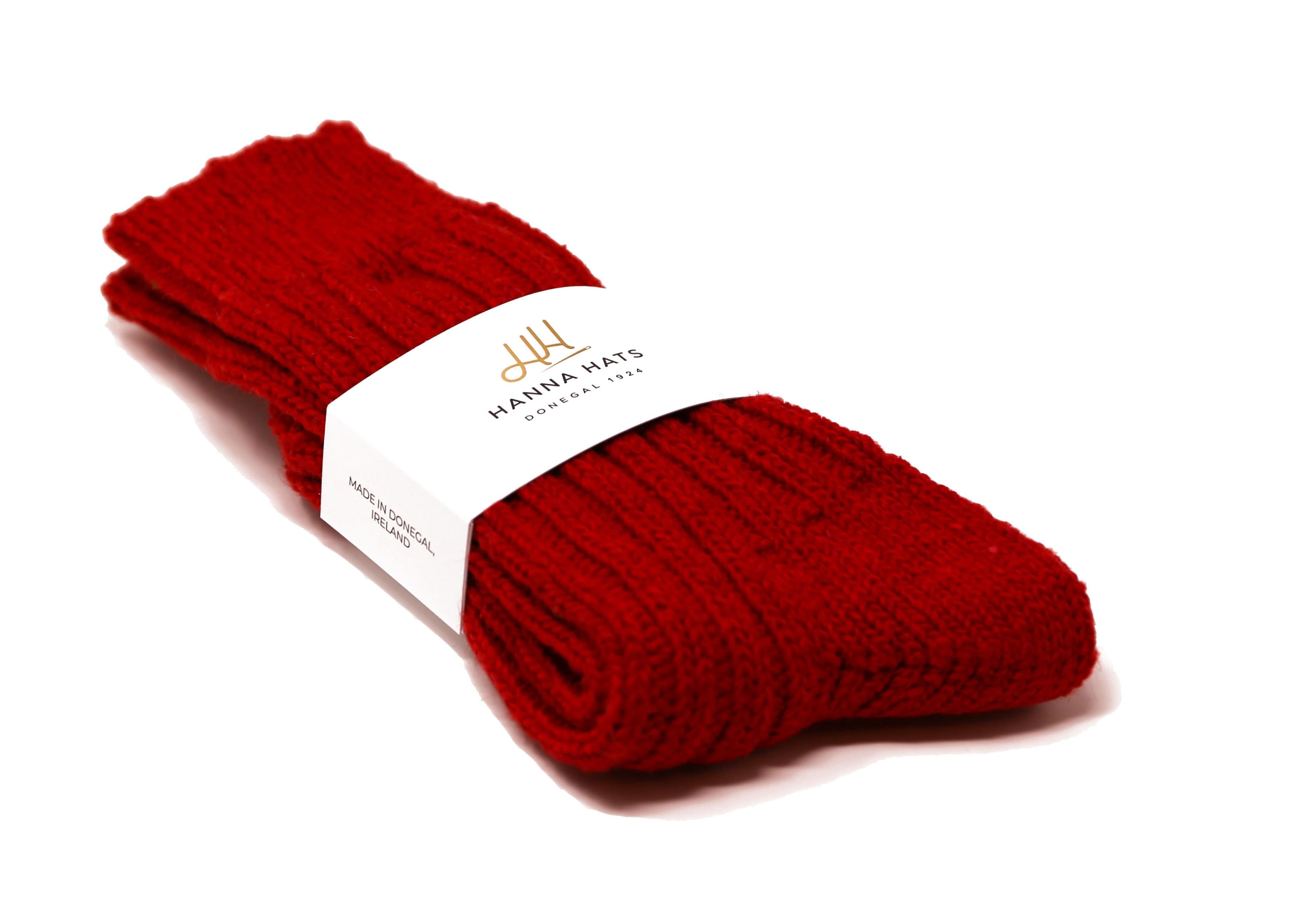 Donegal Socks Crimson Red Heavy Wool Socks Made in Ireland