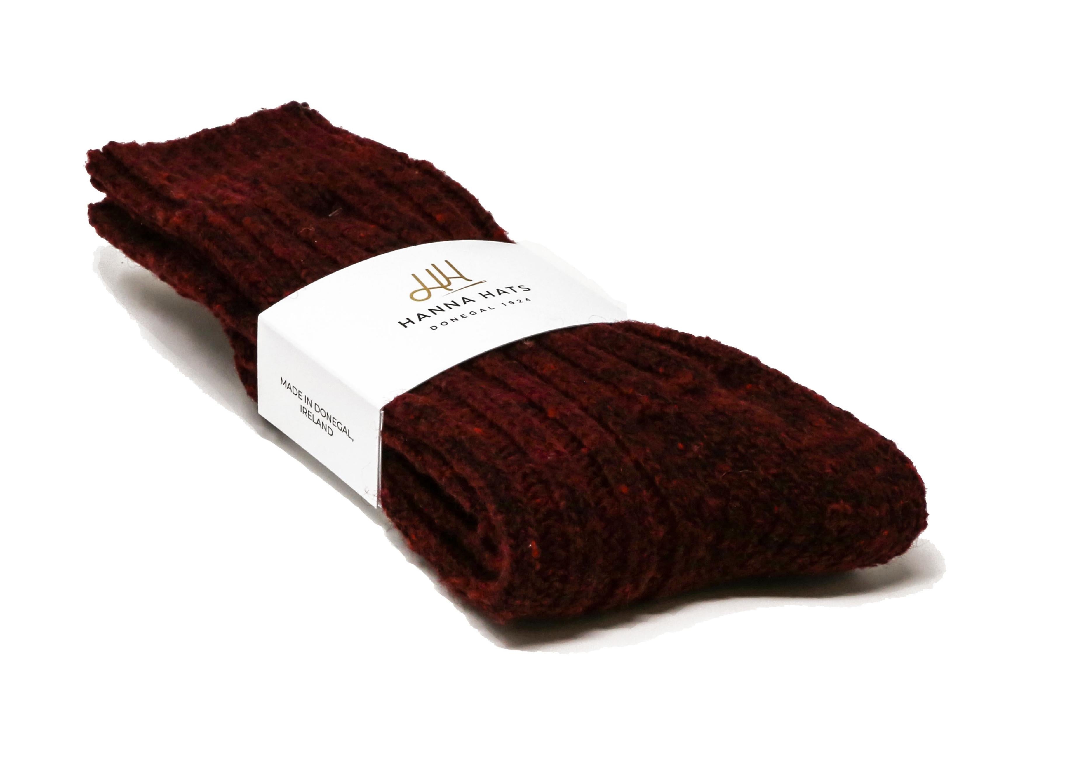 Donegal Socks Crimson Heavy Wool Socks Made in Ireland