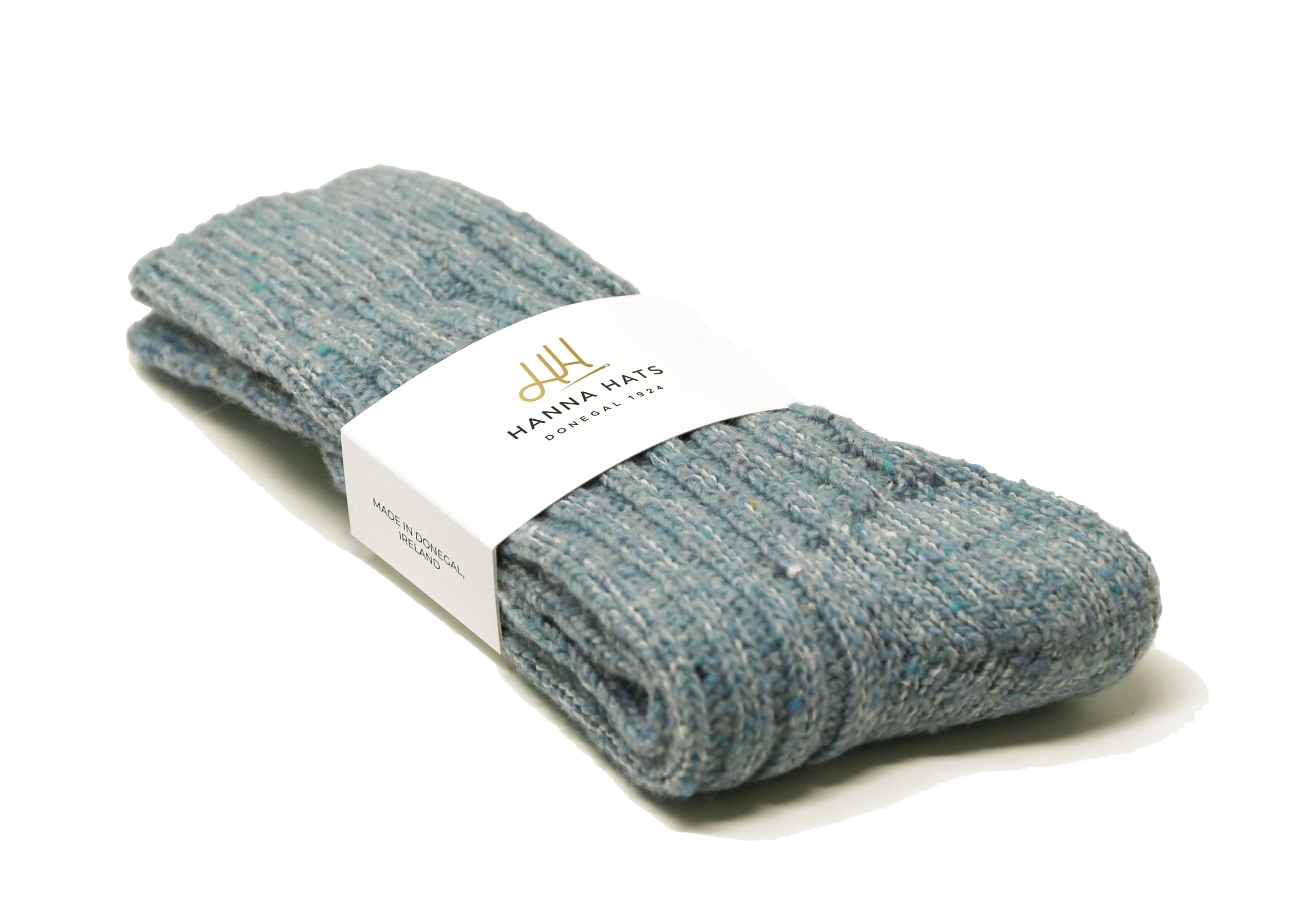 Donegal Socks Soft Blue Heavy Wool Socks Made in Ireland