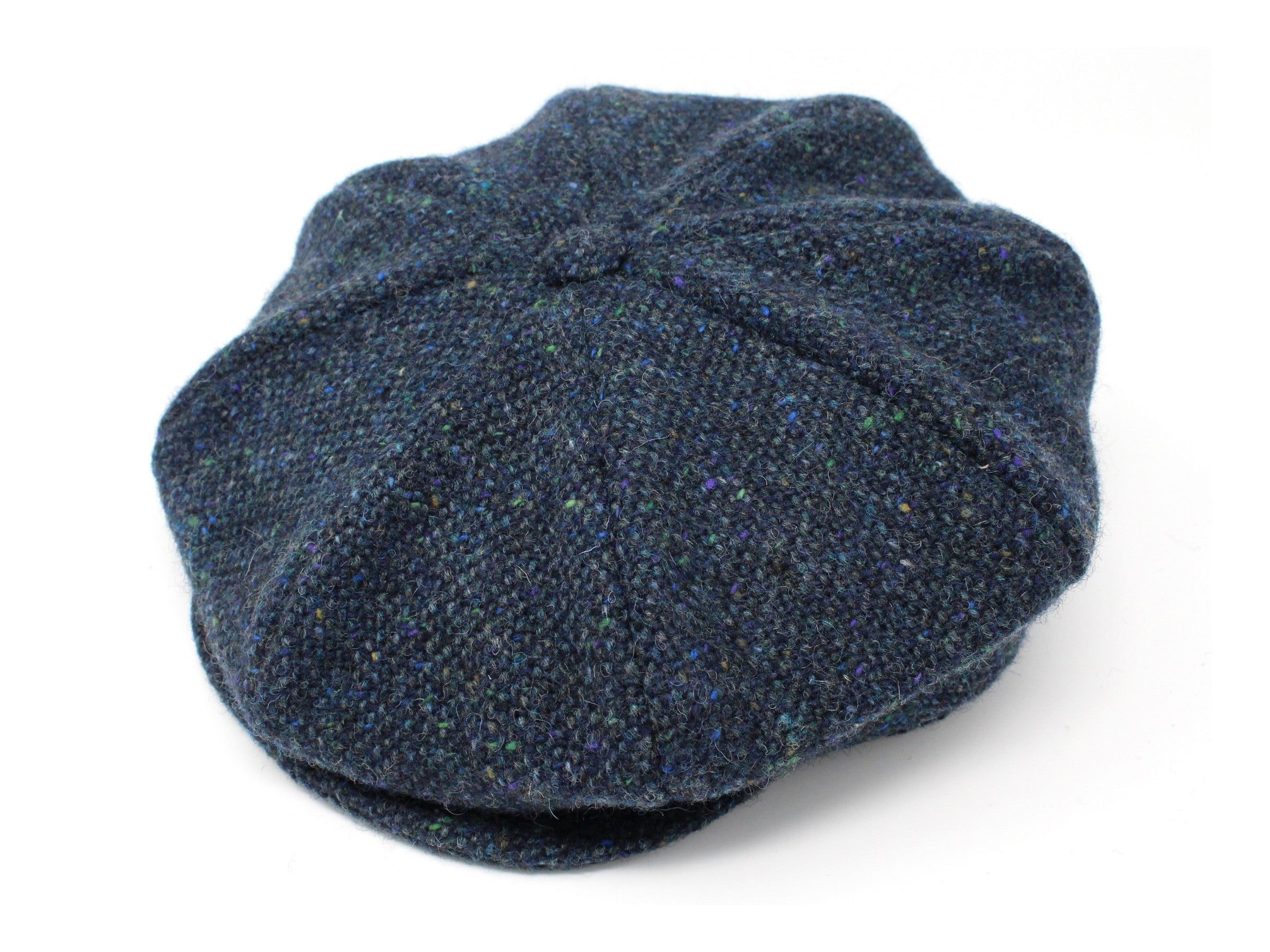 Hanna Hats Eight Piece Cap Tweed Navy & Aqua Salt & Pepper