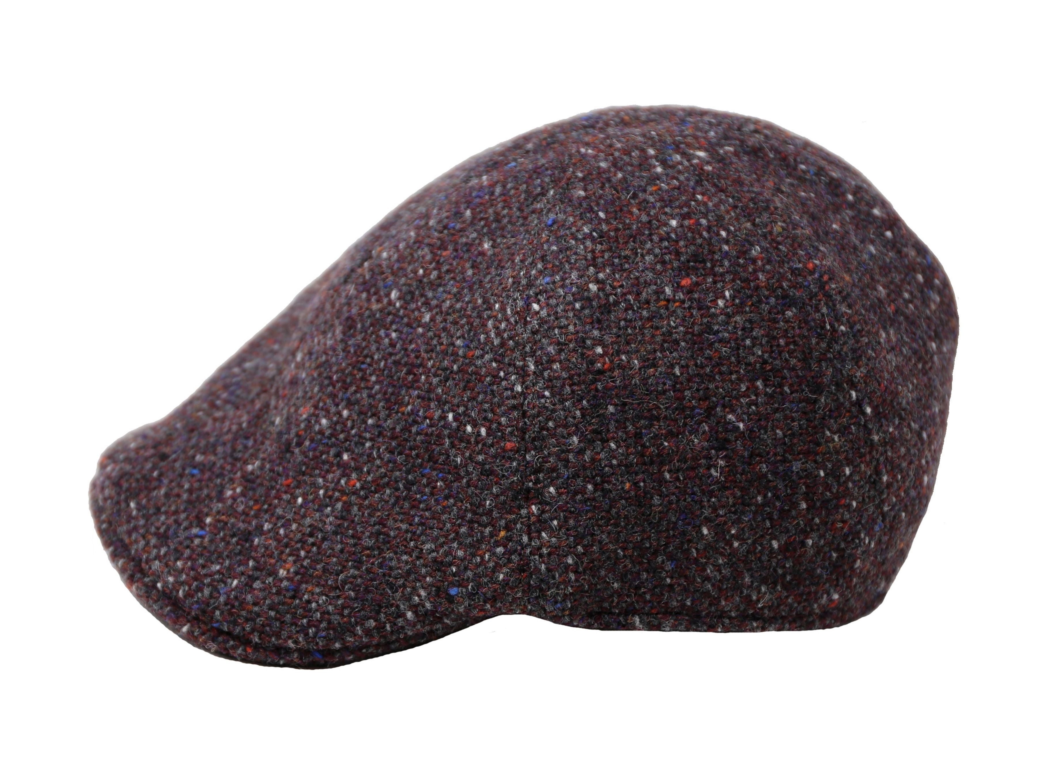 Hanna Hats Erin Cap Tweed Irish Tweed Maroon & Charcoal Salt and Pepper Colourful Flecks