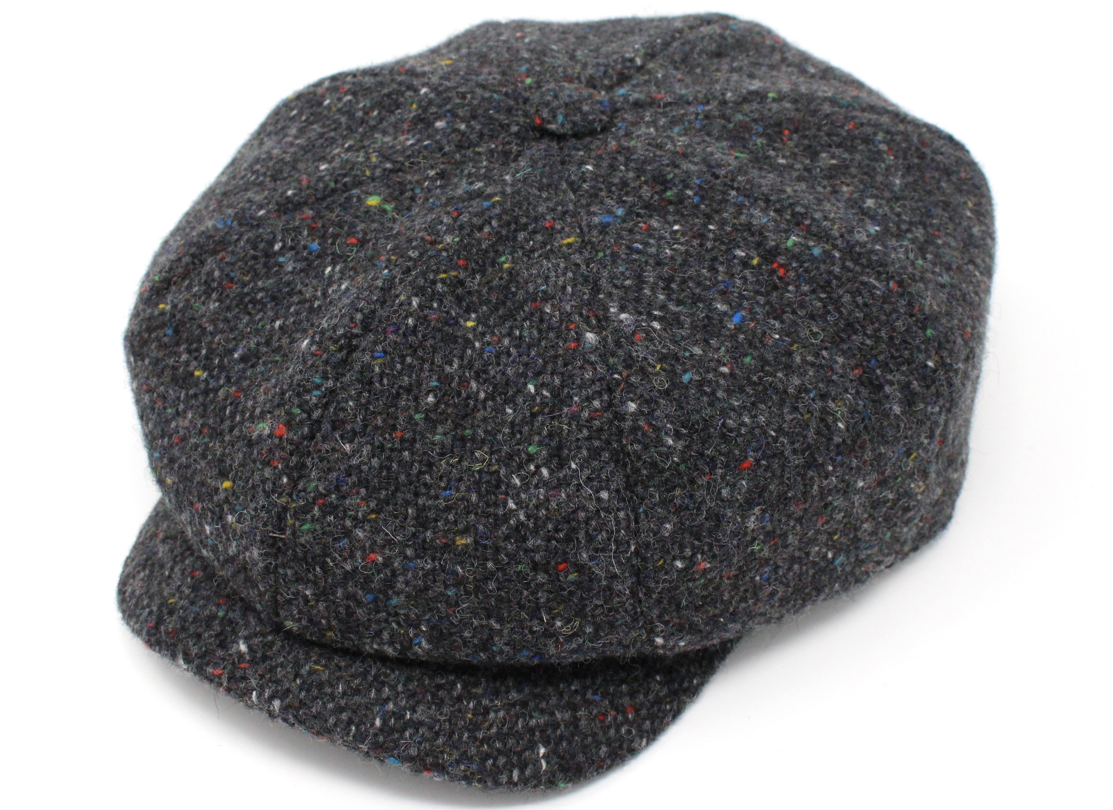 Hanna Hats JP Cap Tweed - Dark Grey Charcoal Fleck Salt & Pepper