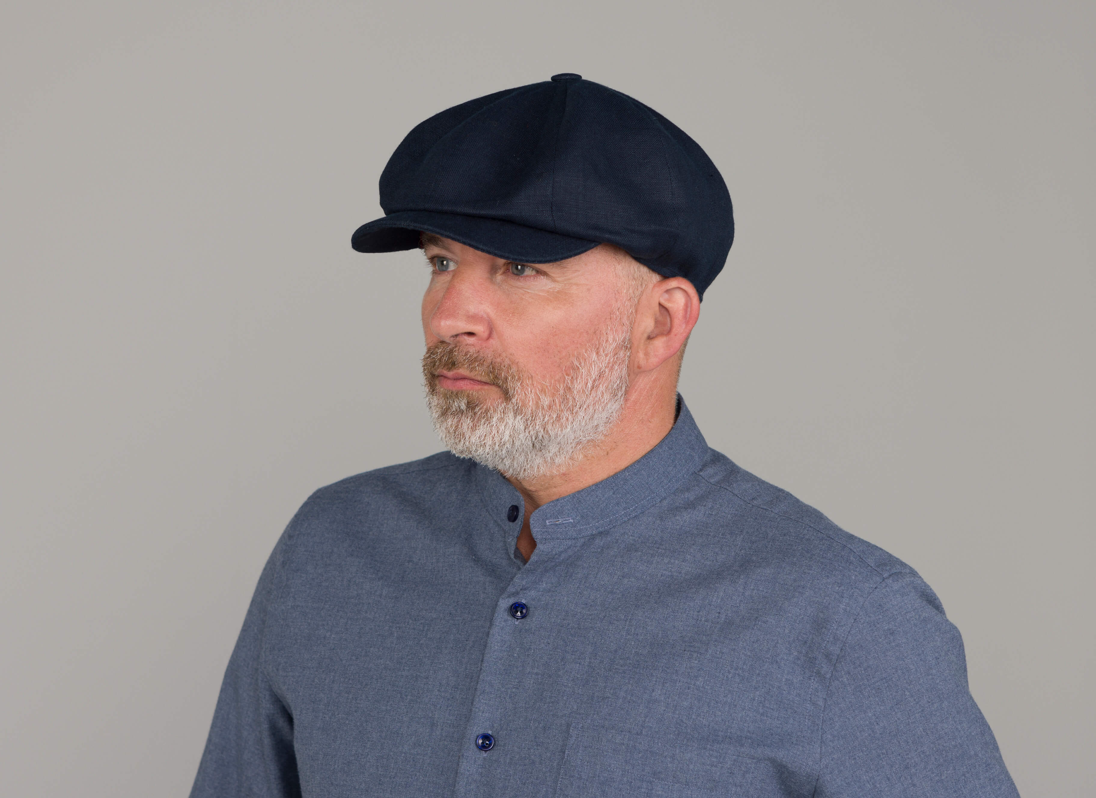 Emmett wearing JP Cap Irish Linen Summer Newsboy Cap