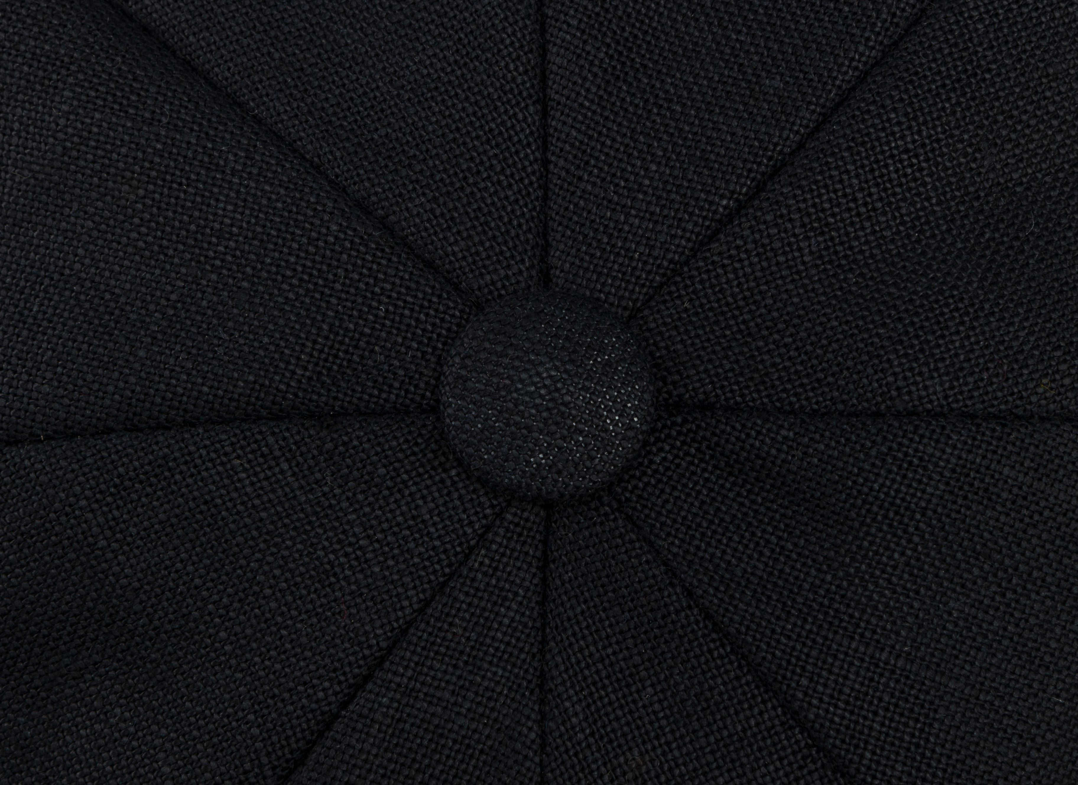 JP Cap Black Linen Button on Crown