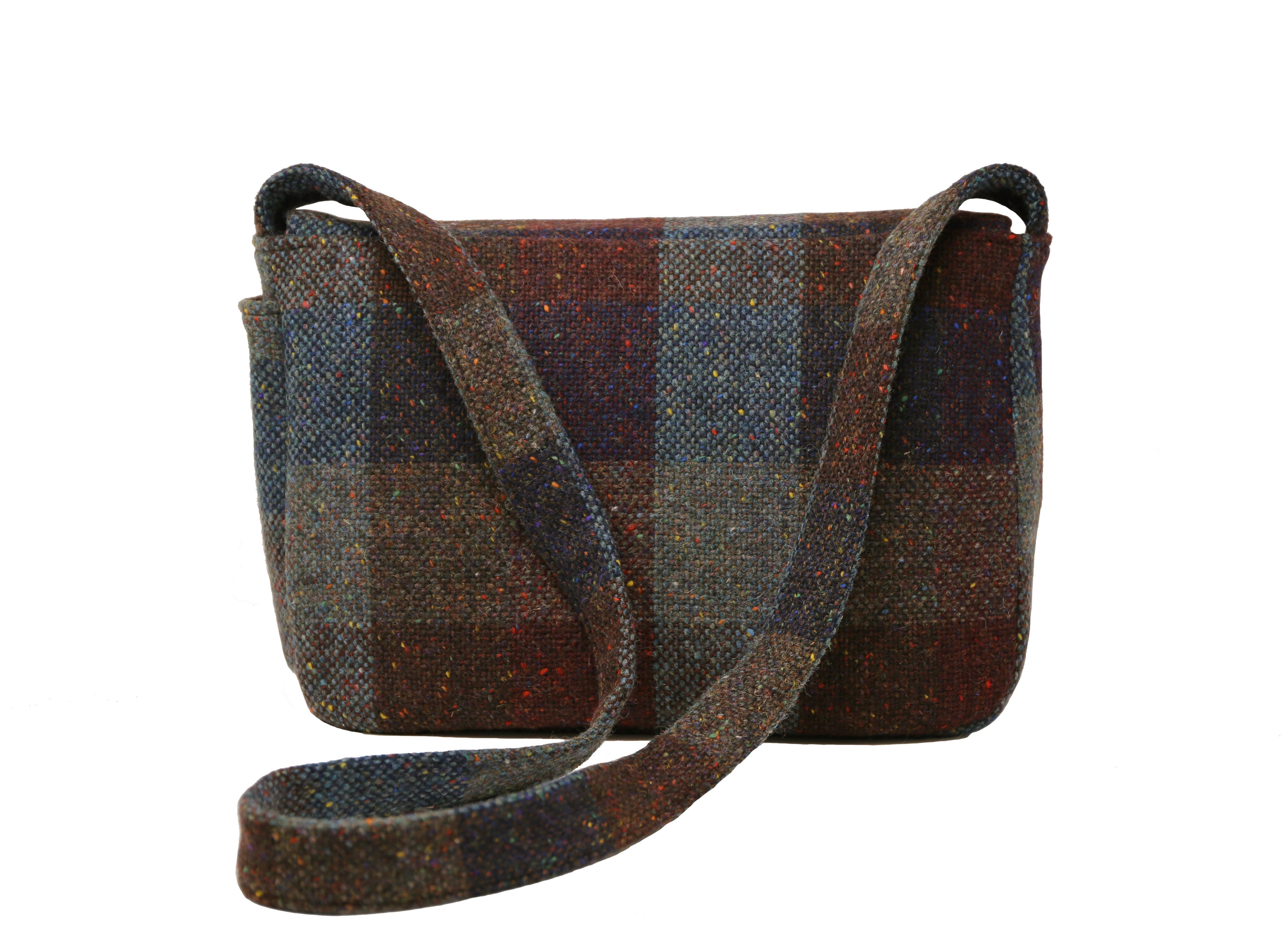 Satchel Bag Irish Tweed Autumnal Woven Patchwork Salt & Pepper Rear View