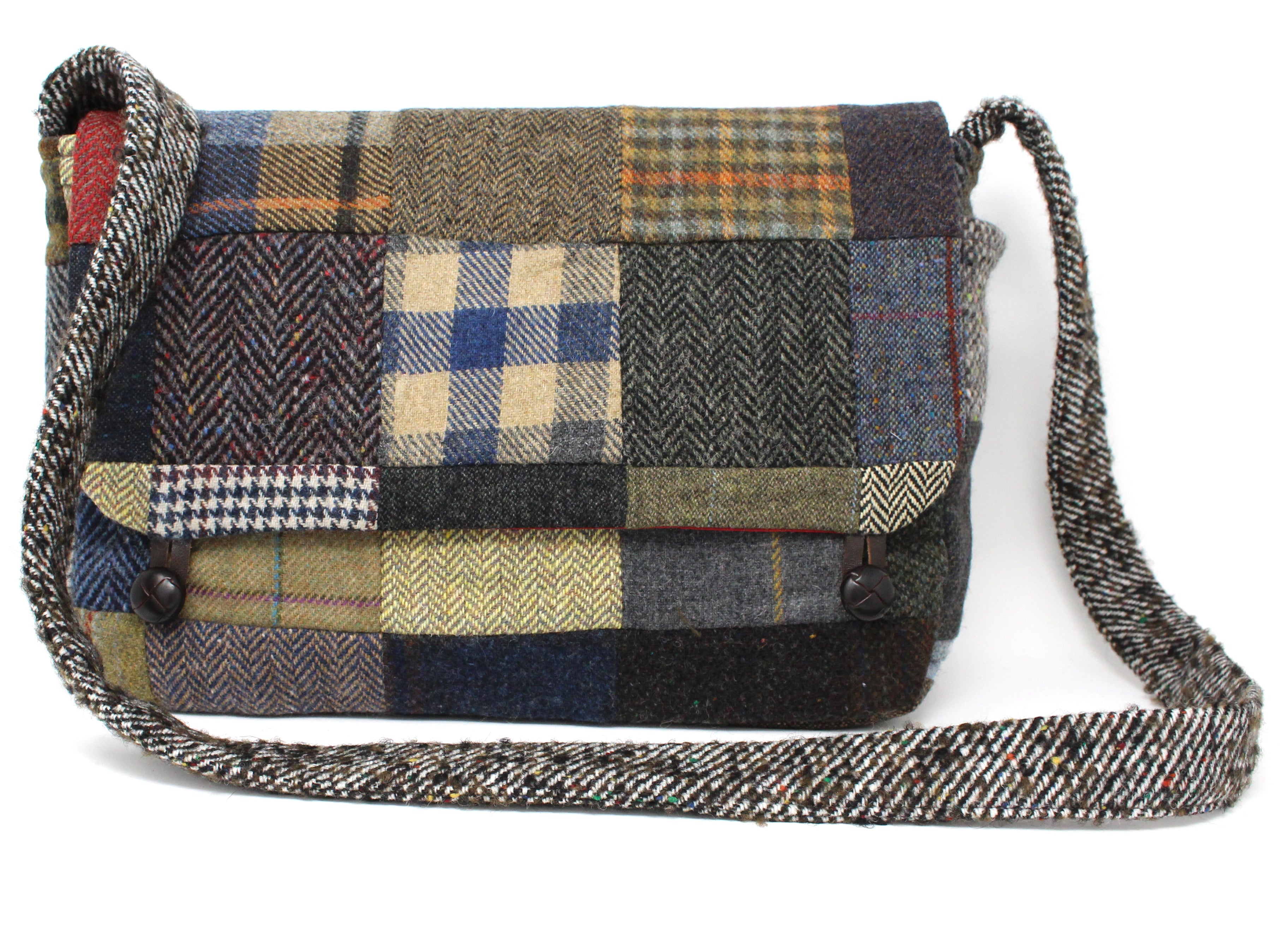 Hanna Hats Satchel Bag Patchwork Tweed