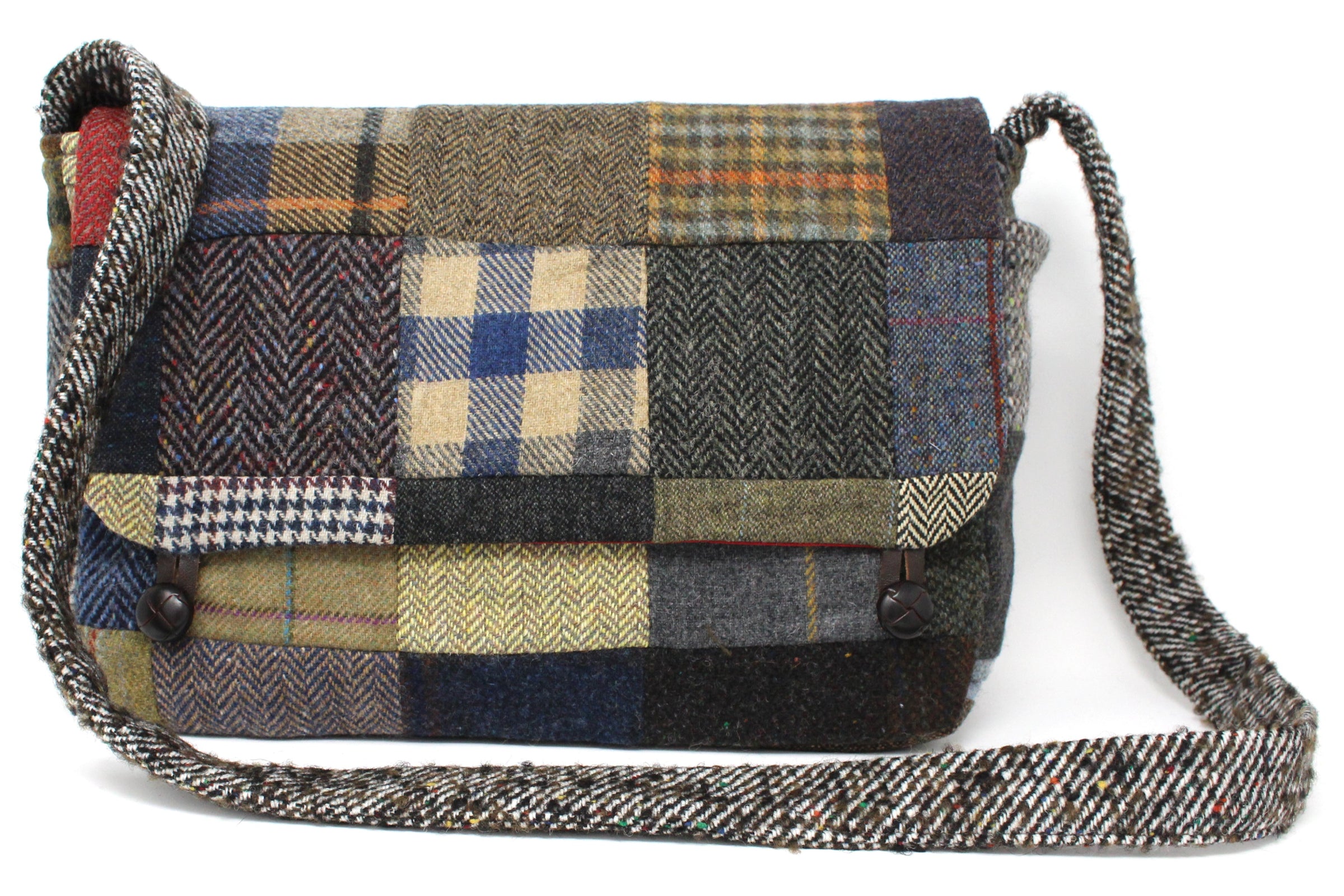 Hanna Hats Satchel Bag Patchwork Tweed