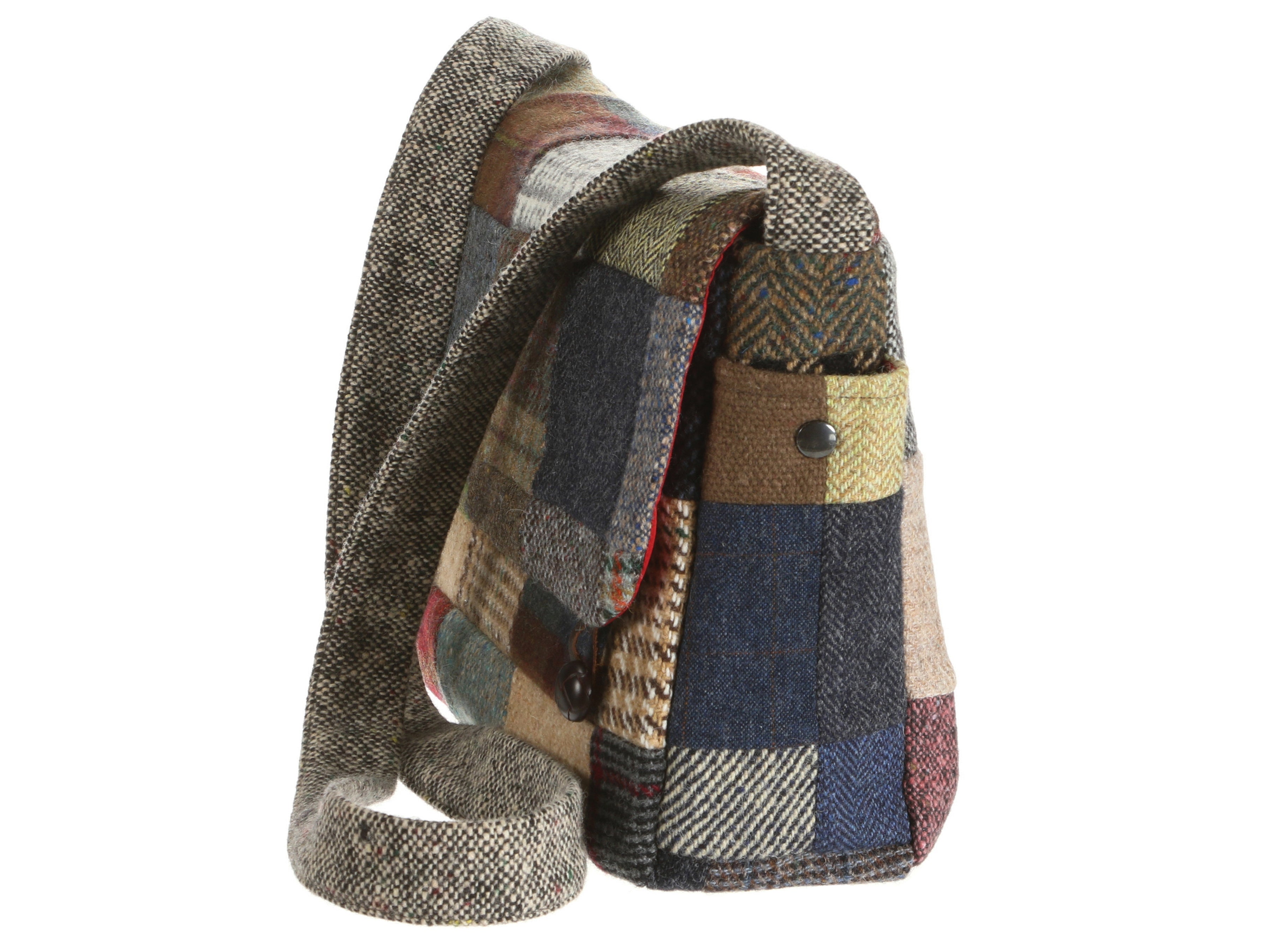 Hanna Hats Satchel Bag Patchwork Tweed Rear View